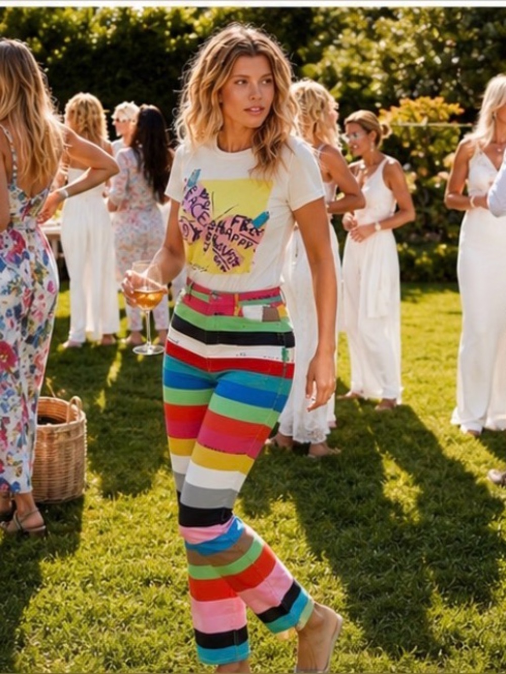 Weekend Max Mara Rainbow Stripe Pants Women’s Size 4 Luxury Resort Statement